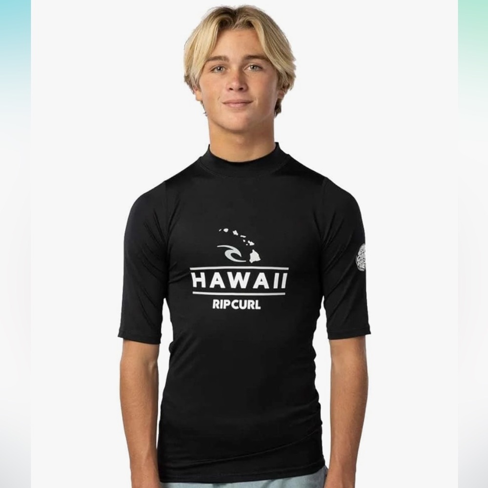 Rip curl Hawaii short sleeve performance rash guard black